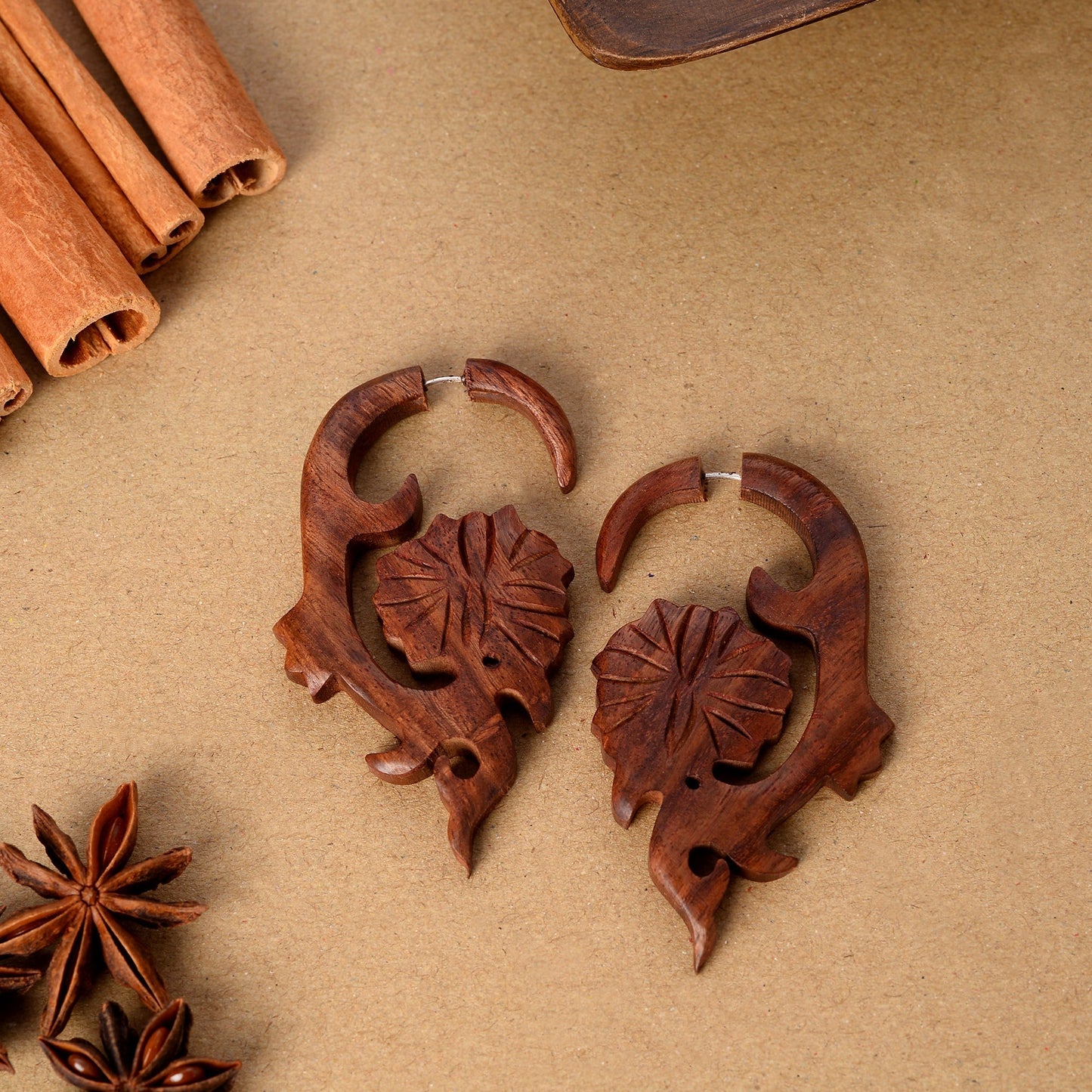 Oru- Wooden Dangler Earrings