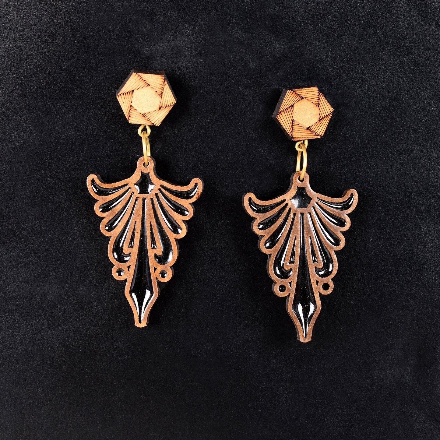 Arva- Wooden Dangler Earrings