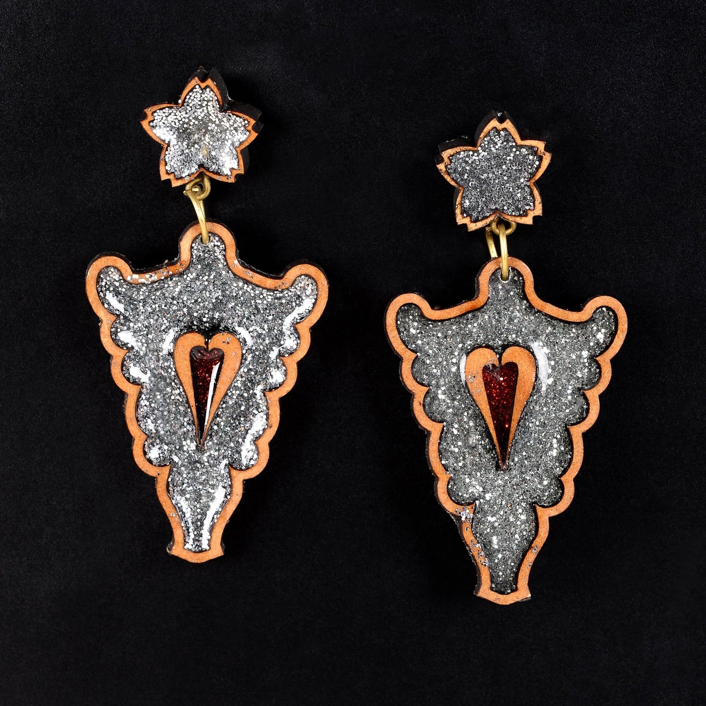 Zyra- Designer Wooden Dangler Earrings