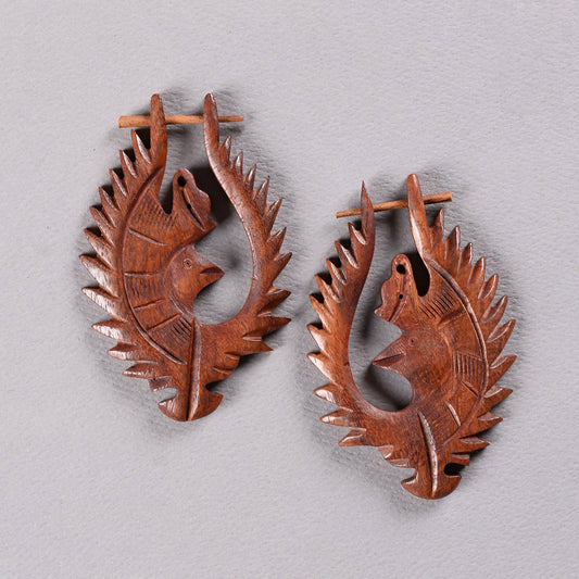 Lunar- Wooden Dangler Earrings