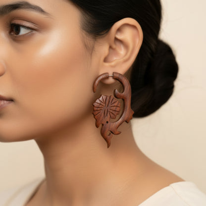 Oru- Wooden Dangler Earrings