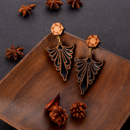 Arva- Wooden Dangler Earrings