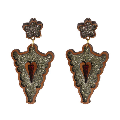 Zyra- Designer Wooden Dangler Earrings