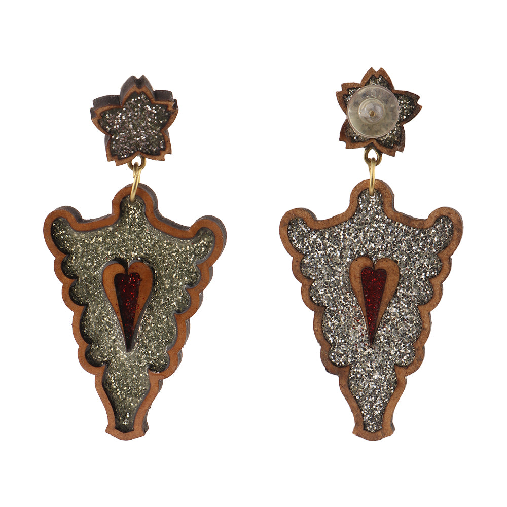Zyra- Designer Wooden Dangler Earrings