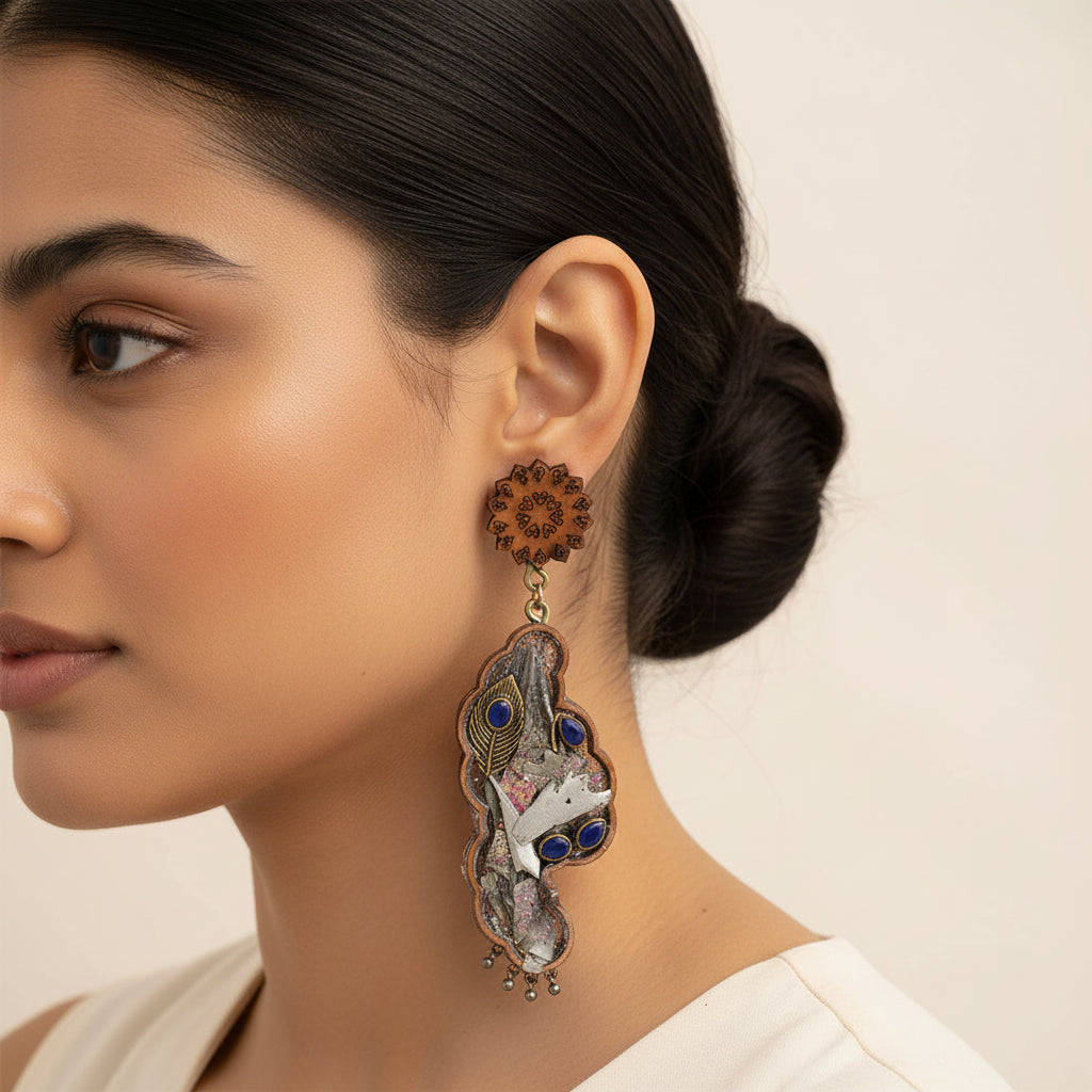 Ruvo- Designer Wooden Dangler Earrings