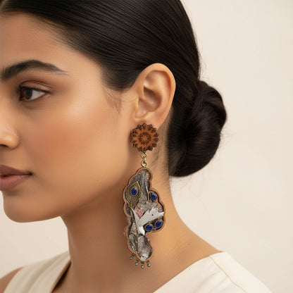 Ruvo- Designer Wooden Dangler Earrings