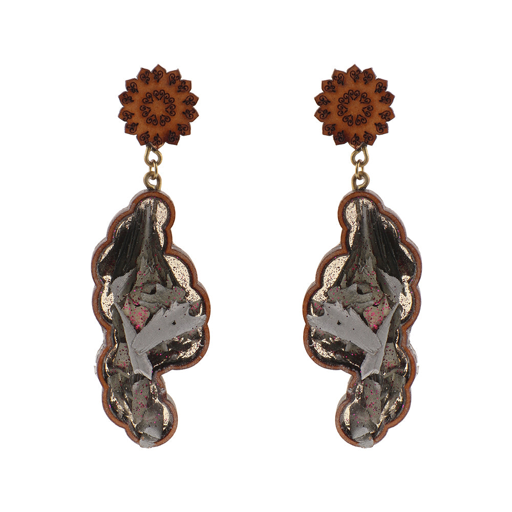 Ruvo- Designer Wooden Dangler Earrings