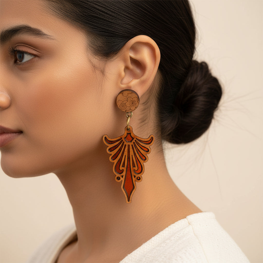 Enor- Wooden Dangler Earrings