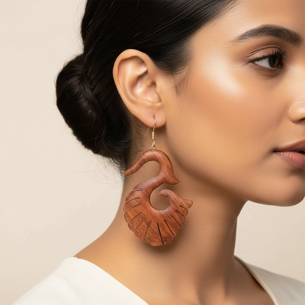 Taruva-Wooden Dangler Earrings