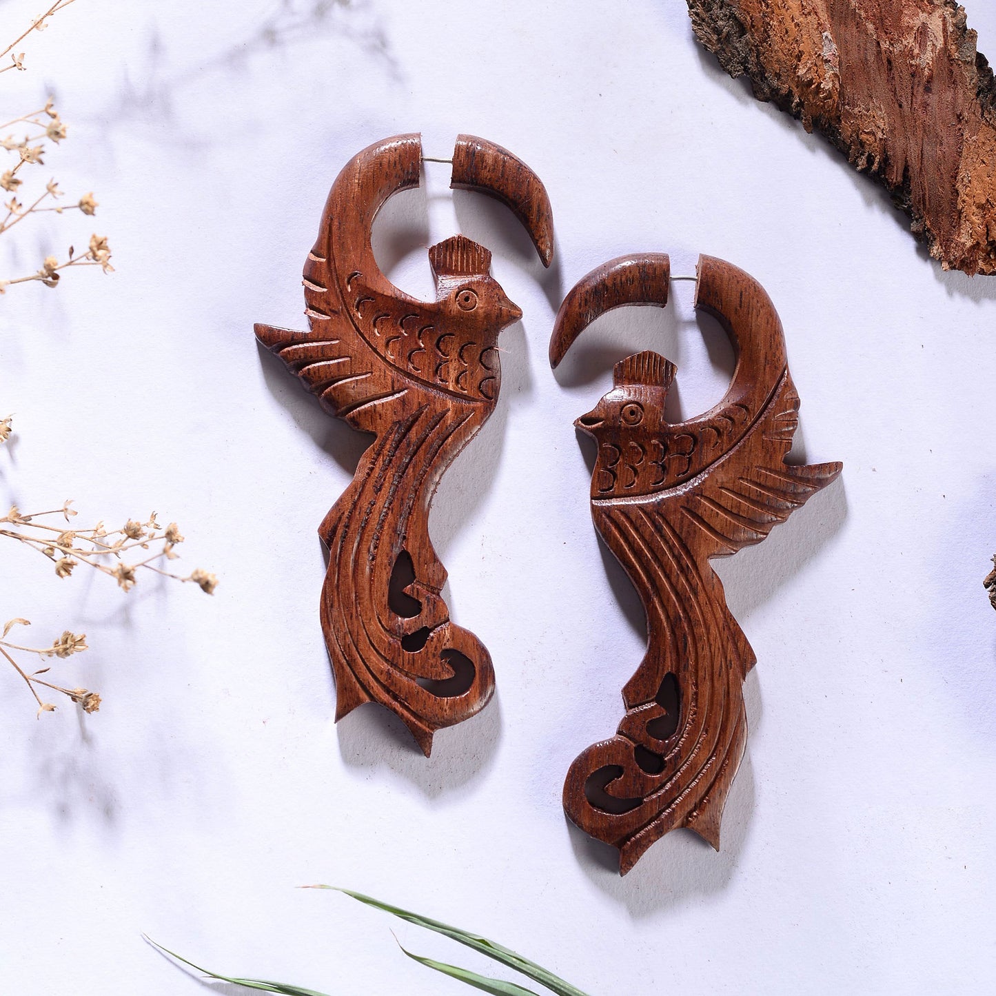 Saen- Wooden Dangler Earrings