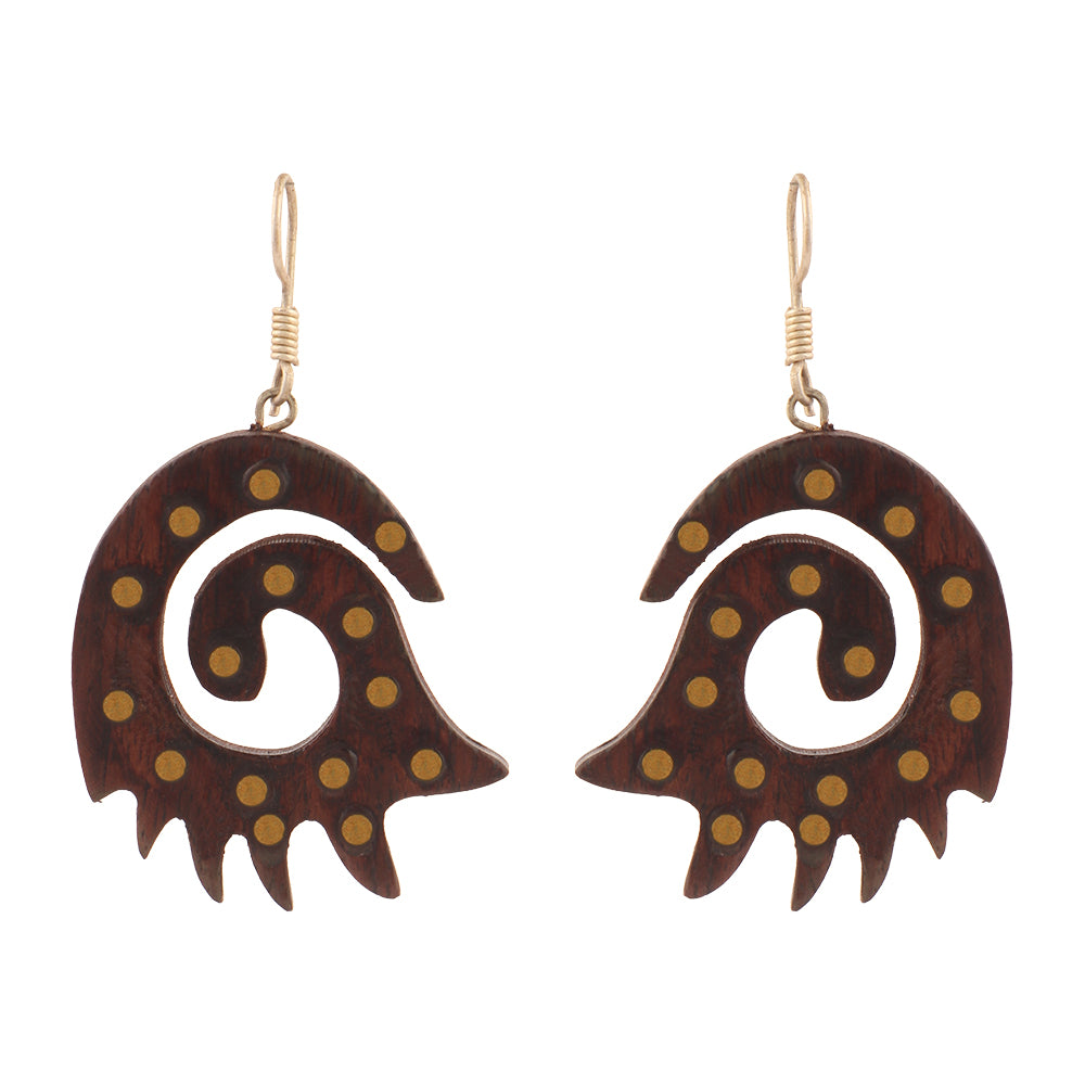 Breni- Wooden Dangler Earrings