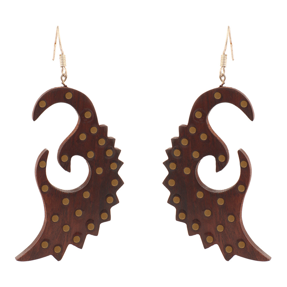 Raea- Wooden Dangler Earrings