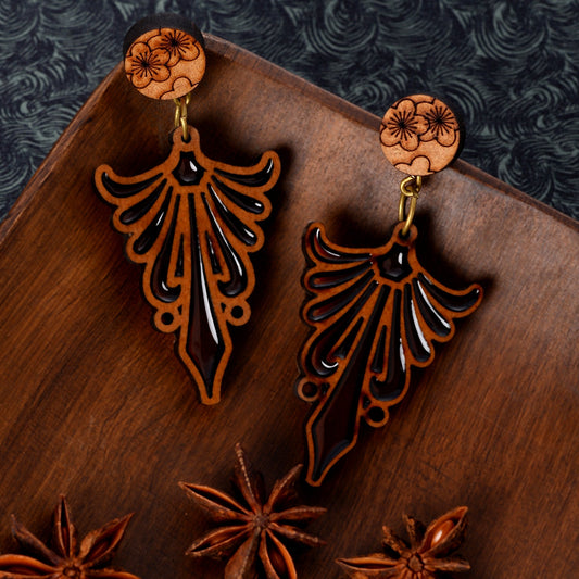 Enor- Wooden Dangler Earrings