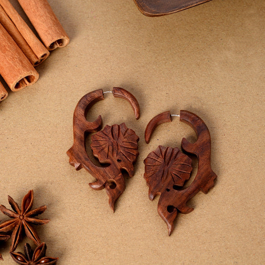 Oru- Wooden Dangler Earrings
