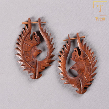 Lunar- Wooden Dangler Earrings