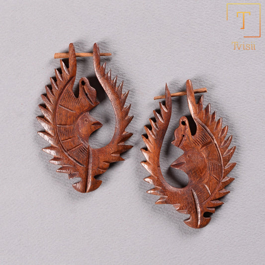 Lunar- Wooden Dangler Earrings