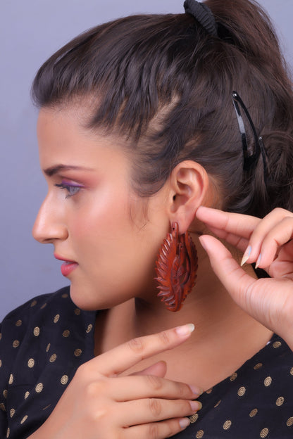 Lunar- Wooden Dangler Earrings