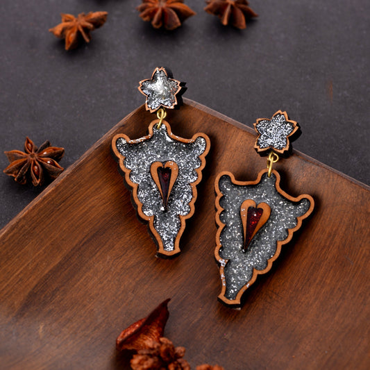 Zyra- Designer Wooden Dangler Earrings